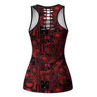 Dark Samoa Manuia Le Kerisimasi Hollow Tank Top Pacific Patchwork Xmas Vibes - Polynesian Pride