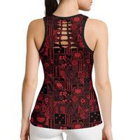 Dark Samoa Manuia Le Kerisimasi Hollow Tank Top Pacific Patchwork Xmas Vibes - Polynesian Pride