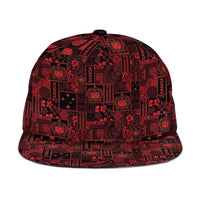Dark Samoa Manuia Le Kerisimasi Snapback Cap Pacific Patchwork Xmas Vibes - Polynesian Pride