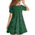Polynesian Tribal Green Family Matching Off Shoulder Maxi Dress and Hawaiian Shirt Turtle Tattoo LT05