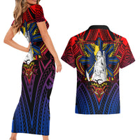 Filipinos Lapu-lapu Hero Couples Matching Short Sleeve Bodycon Dress and Hawaiian Shirt Philippines Flag and Sun DT02 - Polynesian Pride