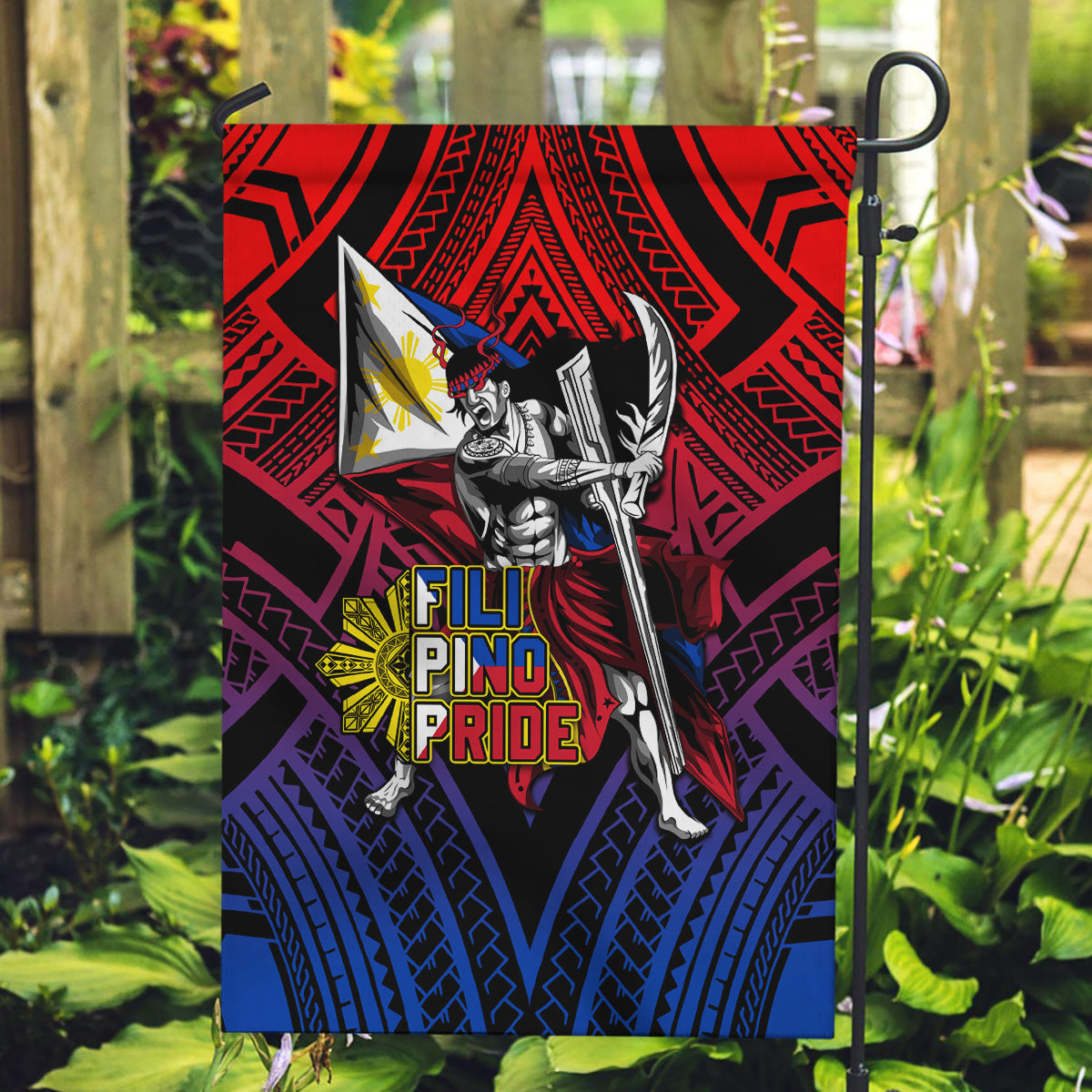 Filipinos Lapu-lapu Hero Garden Flag Philippines Flag and Sun DT02 Garden Flag Art - Polynesian Pride