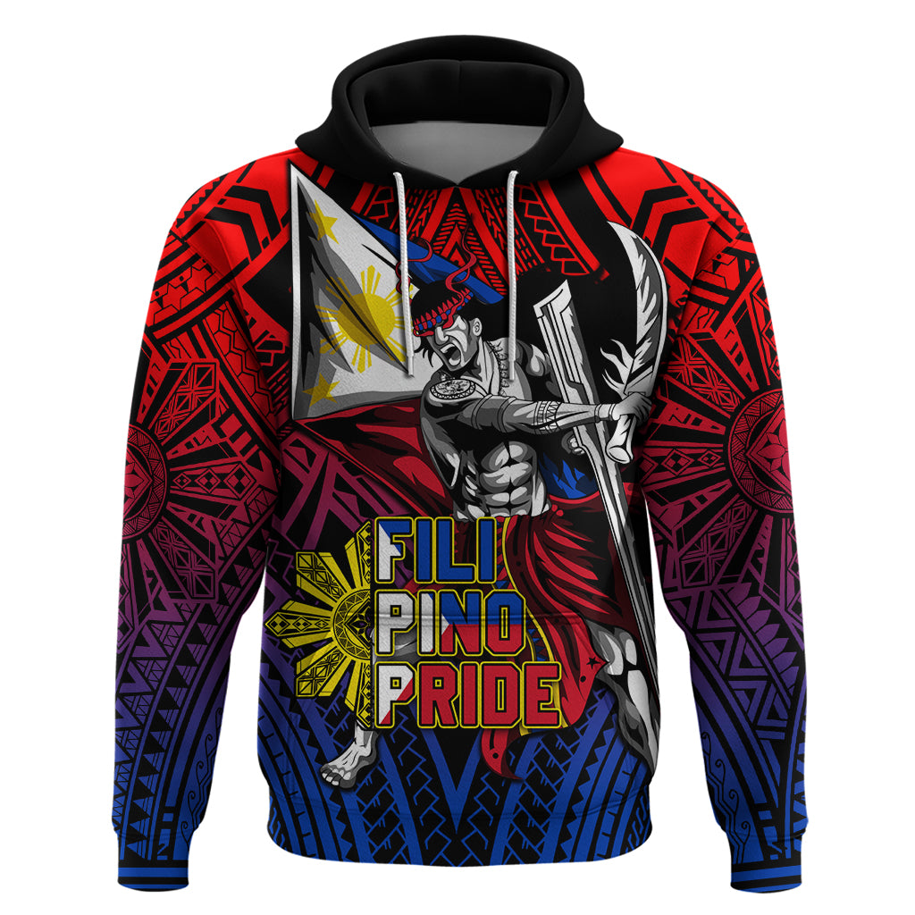 Filipinos Lapu-lapu Hero Hoodie Philippines Flag and Sun DT02 Pullover Hoodie Art - Polynesian Pride