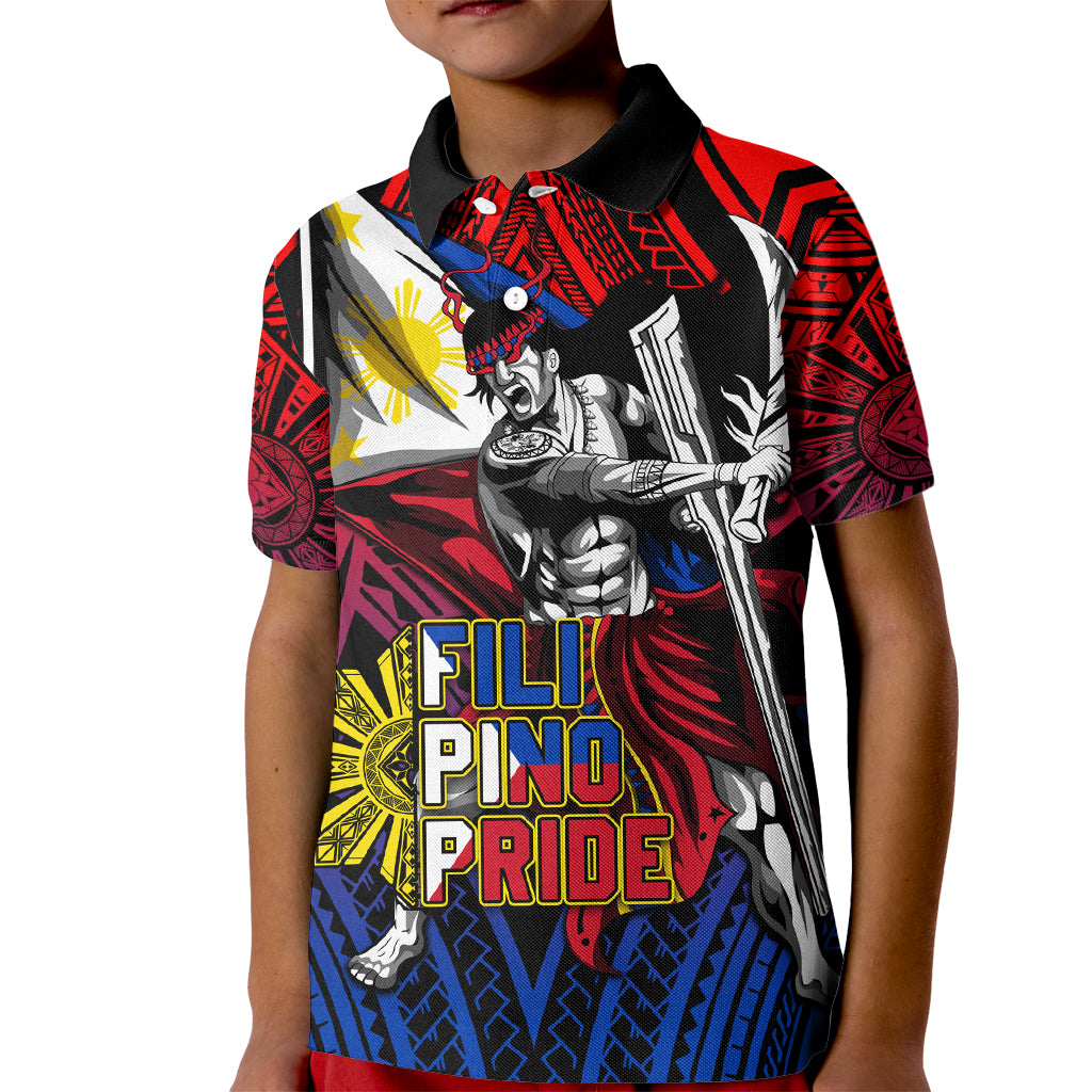 Filipinos Lapu-lapu Hero Kid Polo Shirt Philippines Flag and Sun DT02 Kid Art - Polynesian Pride