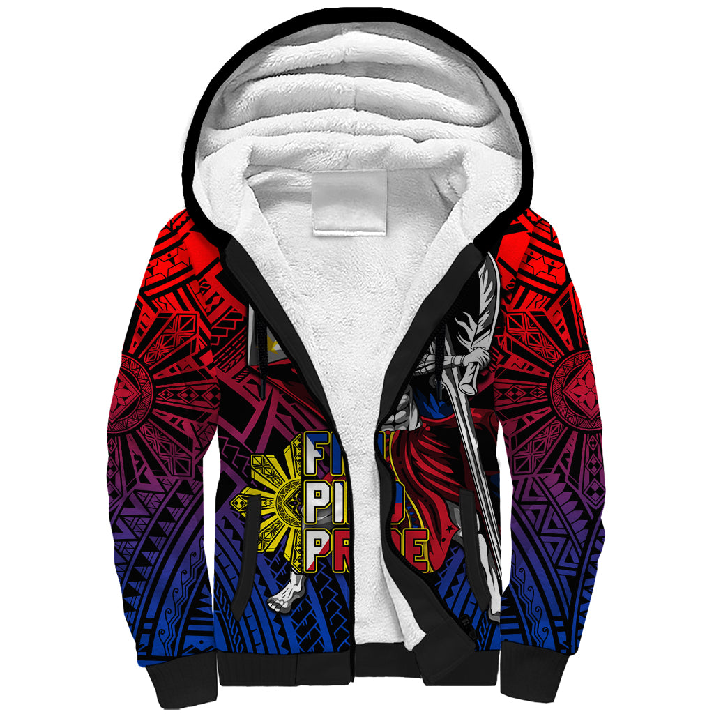 Filipinos Lapu-lapu Hero Sherpa Hoodie Philippines Flag and Sun DT02 Unisex Art - Polynesian Pride