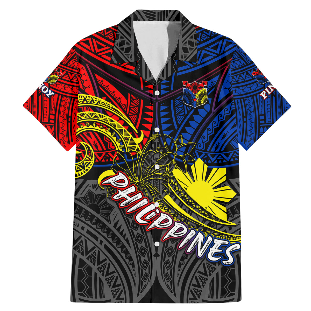 Philippines Half Sleeve Tattoo Family Matching Mermaid Dress and Hawaiian Shirt Pinoy Filipinos Sun DT02 Dad's Shirt - Short Sleeve Art - Polynesian Pride