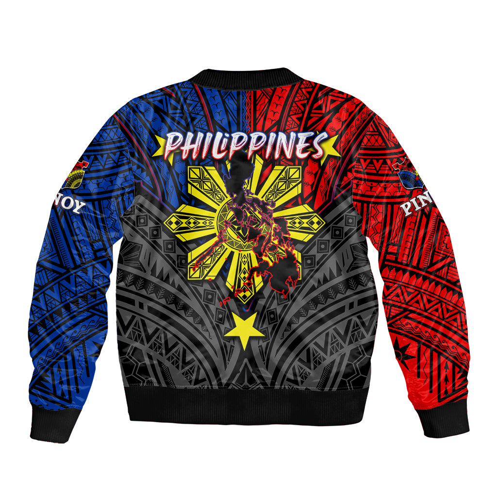 Philippines Half Sleeve Tattoo Sleeve Zip Bomber Jacket Pinoy Filipinos Sun DT02 - Polynesian Pride