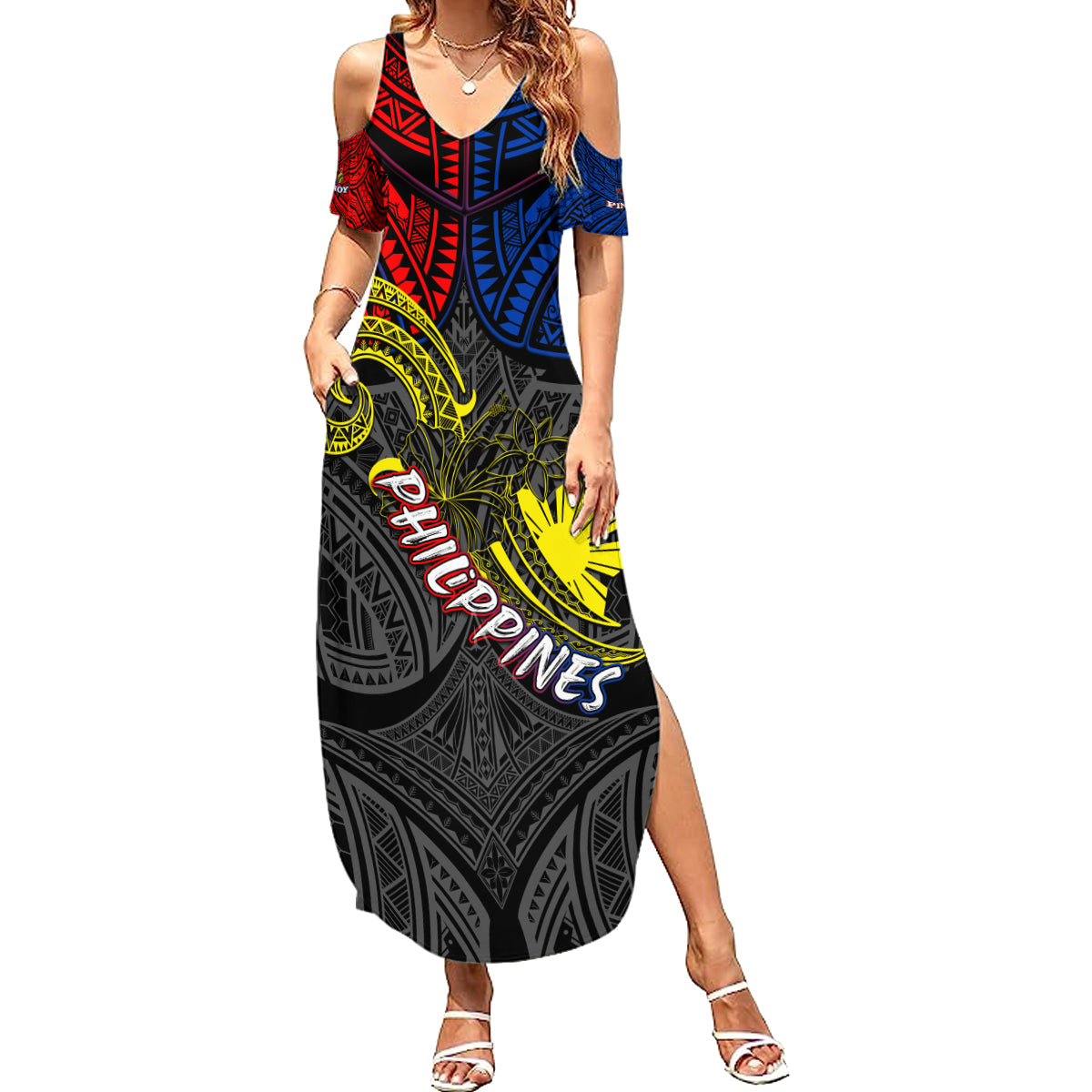 Philippines Half Sleeve Tattoo Summer Maxi Dress Pinoy Filipinos Sun DT02 Women Art - Polynesian Pride