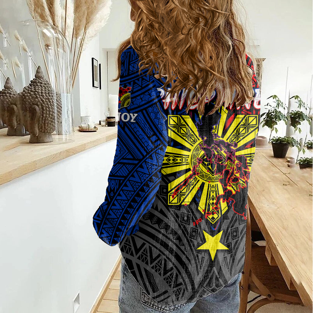 Philippines Half Sleeve Tattoo Women Casual Shirt Pinoy Filipinos Sun DT02 - Polynesian Pride