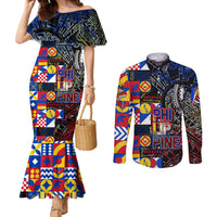 Pinoy Philippines Couples Matching Mermaid Dress and Long Sleeve Button Shirt Filipino Tattoo Art Style DT02 Art - Polynesian Pride
