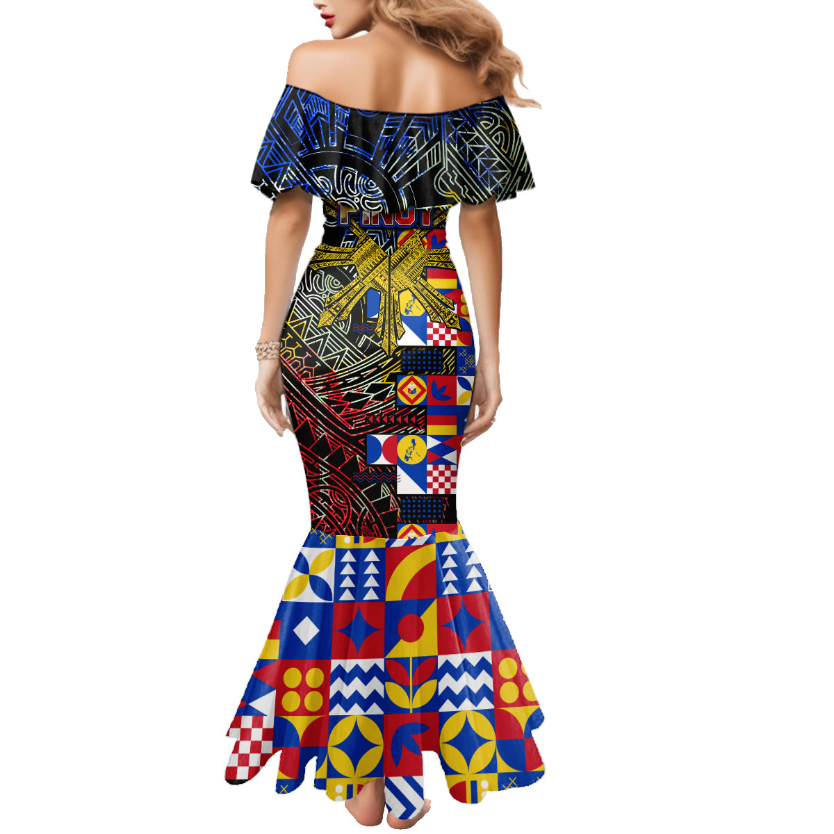 Pinoy Philippines Family Matching Mermaid Dress and Hawaiian Shirt Filipino Tattoo Art Style DT02 - Polynesian Pride