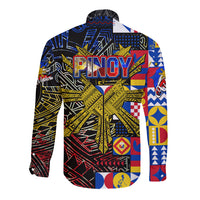 Pinoy Philippines Long Sleeve Button Shirt Filipino Tattoo Art Style DT02 - Polynesian Pride