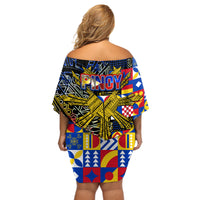 Pinoy Philippines Off Shoulder Short Dress Filipino Tattoo Art Style DT02 - Polynesian Pride