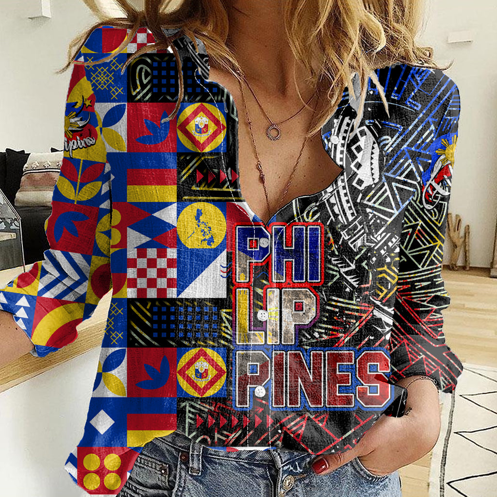 Pinoy Philippines Women Casual Shirt Filipino Tattoo Art Style DT02 Female Art - Polynesian Pride