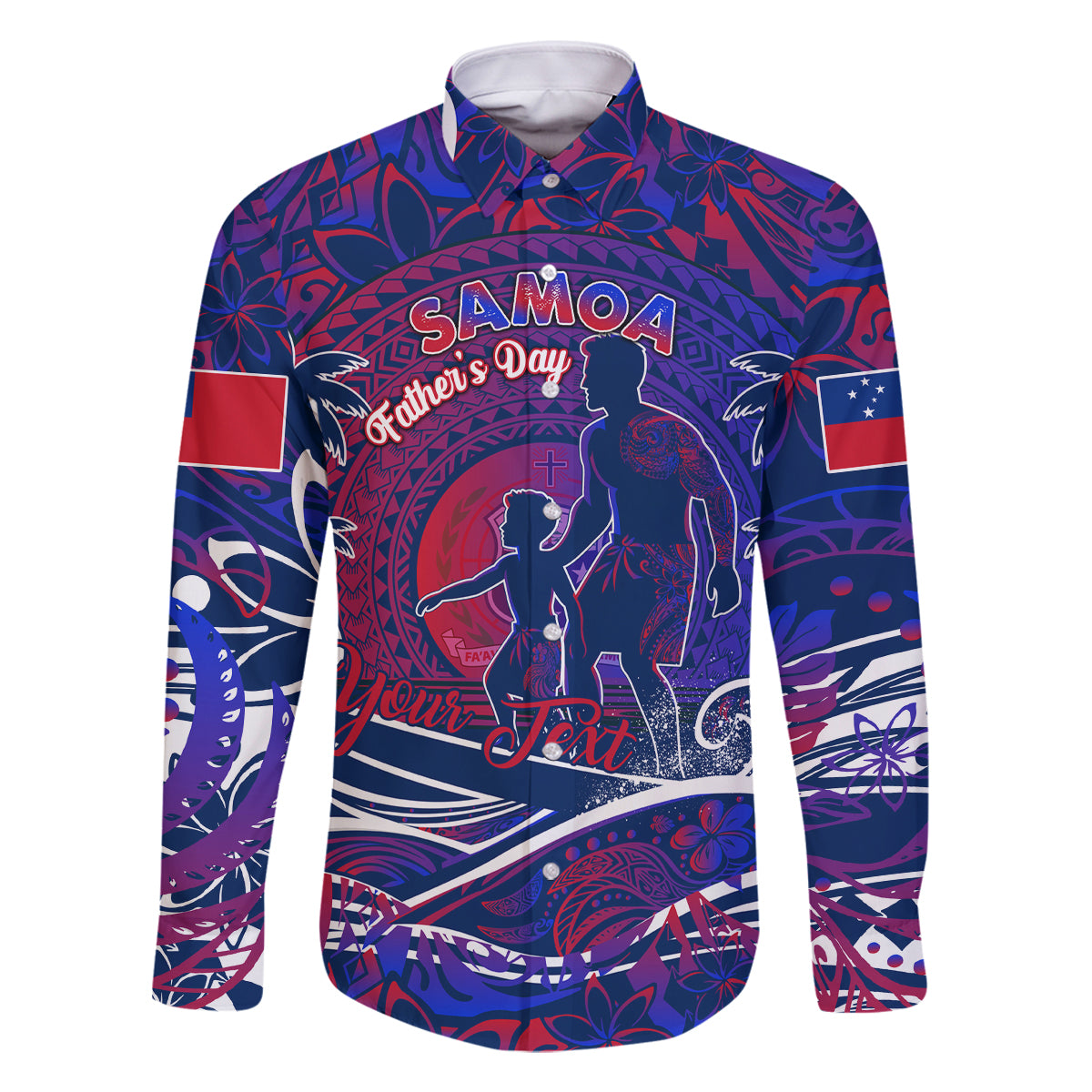 Father's Day Samoa Family Matching Off Shoulder Short Dress and Hawaiian Shirt Special Dad Polynesia Paradise