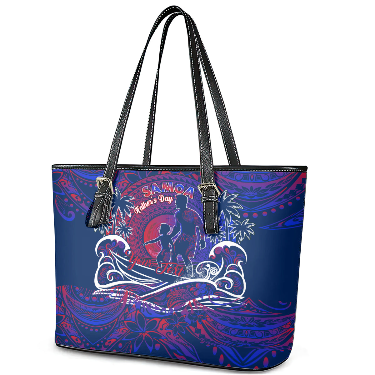 Father's Day Samoa Leather Tote Bag Special Dad Polynesia Paradise