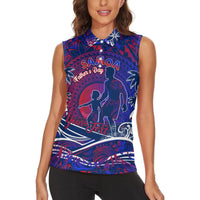 Father's Day Samoa Women Sleeveless Polo Shirt Special Dad Polynesia Paradise