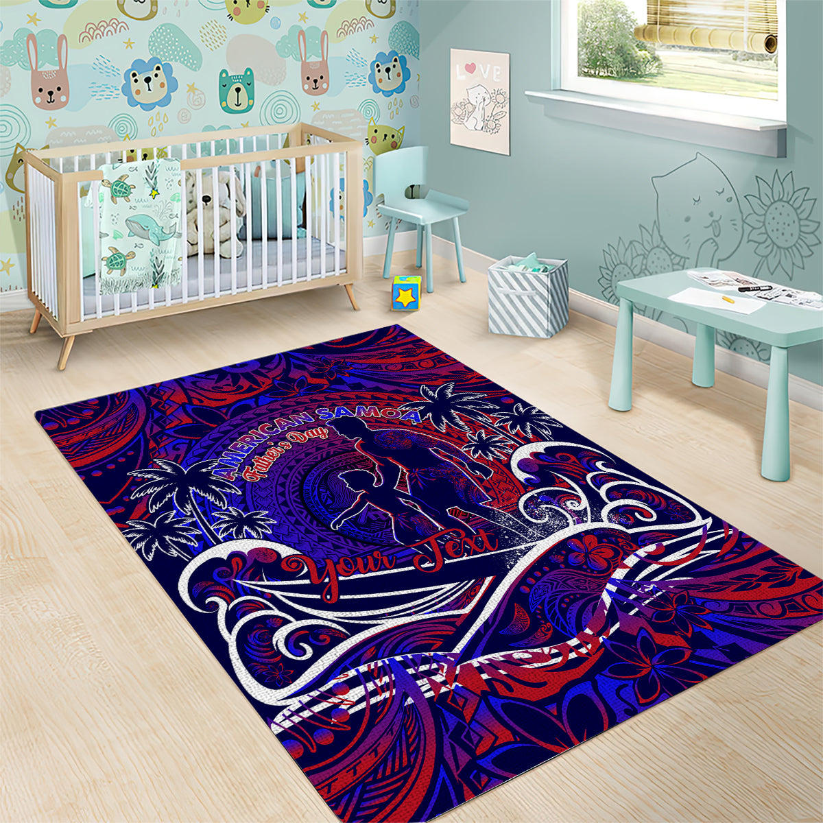 Father's Day American Samoa Area Rug Special Dad Polynesia Paradise