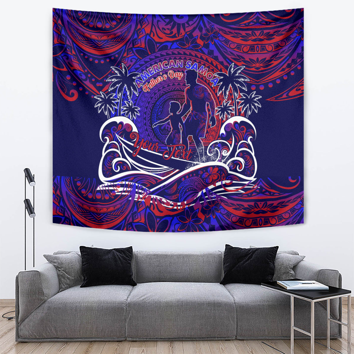 Father's Day American Samoa Tapestry Special Dad Polynesia Paradise DT02 Blue - Polynesian Pride