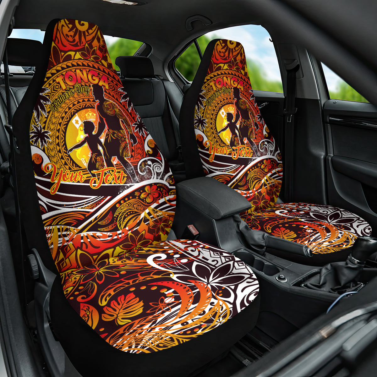 Father's Day Tonga Car Seat Cover Special Dad Polynesia Paradise