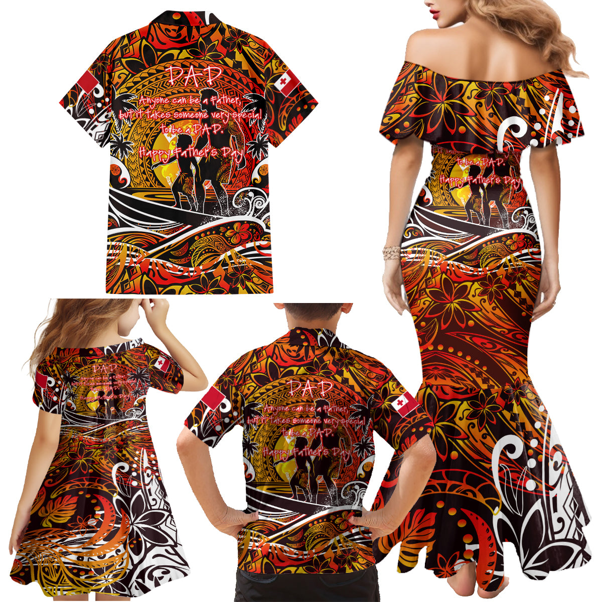 Father's Day Tonga Family Matching Mermaid Dress and Hawaiian Shirt Special Dad Polynesia Paradise