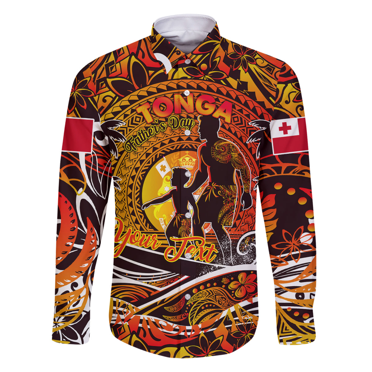 Father's Day Tonga Family Matching Off Shoulder Short Dress and Hawaiian Shirt Special Dad Polynesia Paradise