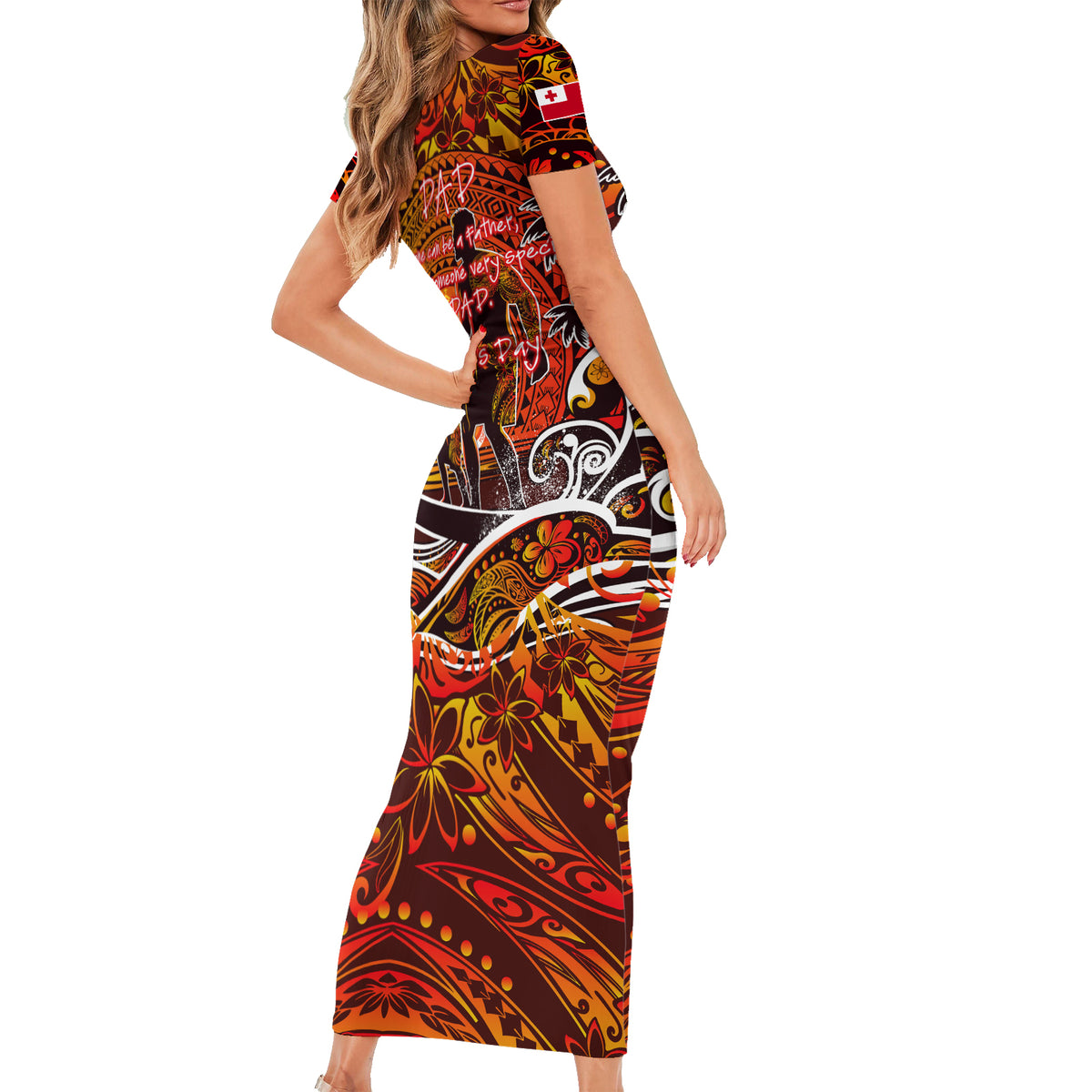 Father's Day Tonga Short Sleeve Bodycon Dress Special Dad Polynesia Paradise