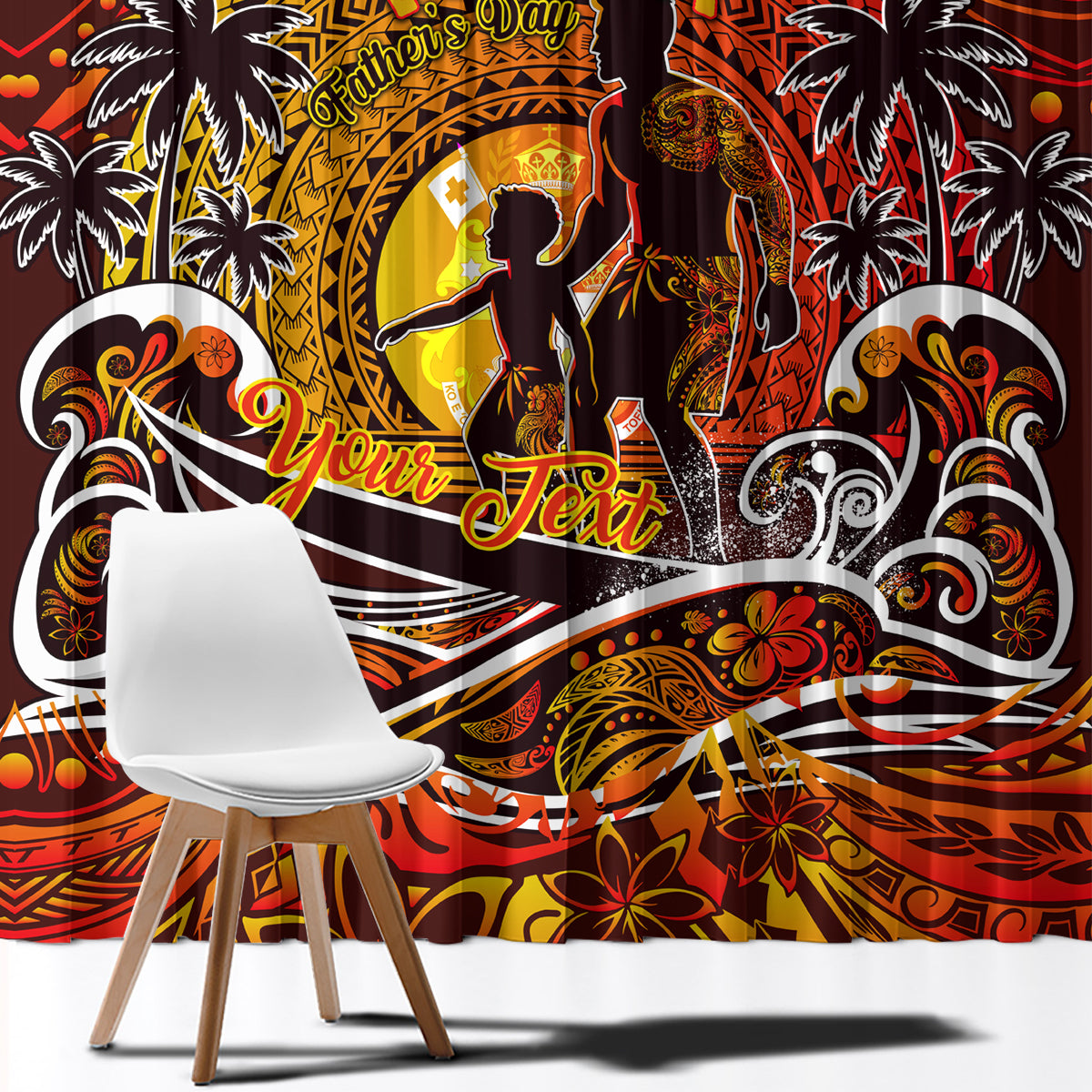 Father's Day Tonga Window Curtain Special Dad Polynesia Paradise