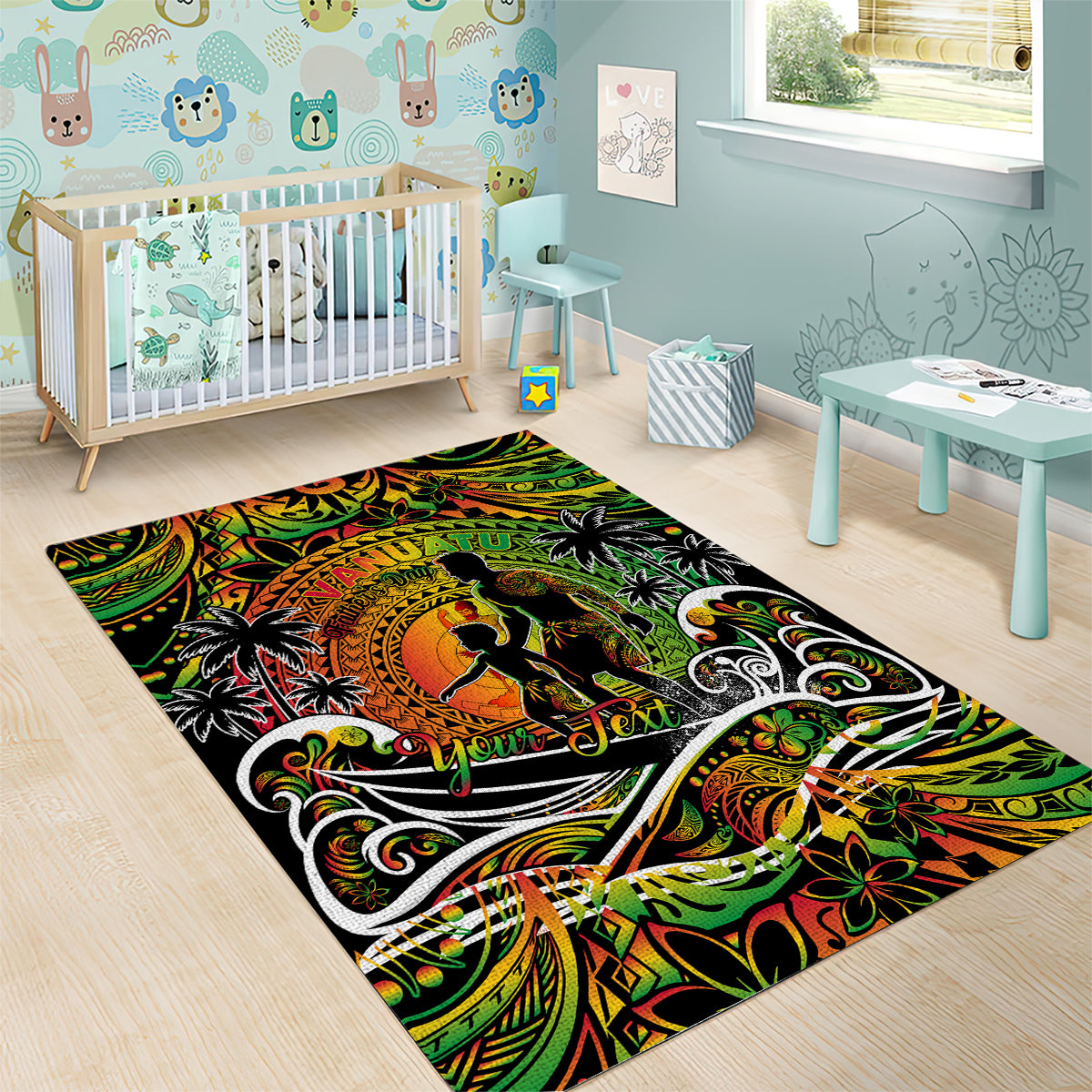 Father's Day Vanuatu Area Rug Special Dad Polynesia Paradise