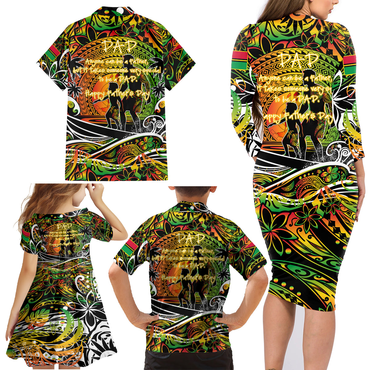 Father's Day Vanuatu Family Matching Long Sleeve Bodycon Dress and Hawaiian Shirt Special Dad Polynesia Paradise DT02 - Polynesian Pride