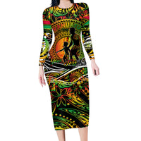 Father's Day Vanuatu Family Matching Long Sleeve Bodycon Dress and Hawaiian Shirt Special Dad Polynesia Paradise DT02 Mom's Dress Art - Polynesian Pride