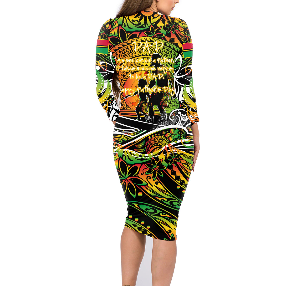 Father's Day Vanuatu Family Matching Long Sleeve Bodycon Dress and Hawaiian Shirt Special Dad Polynesia Paradise DT02 - Polynesian Pride