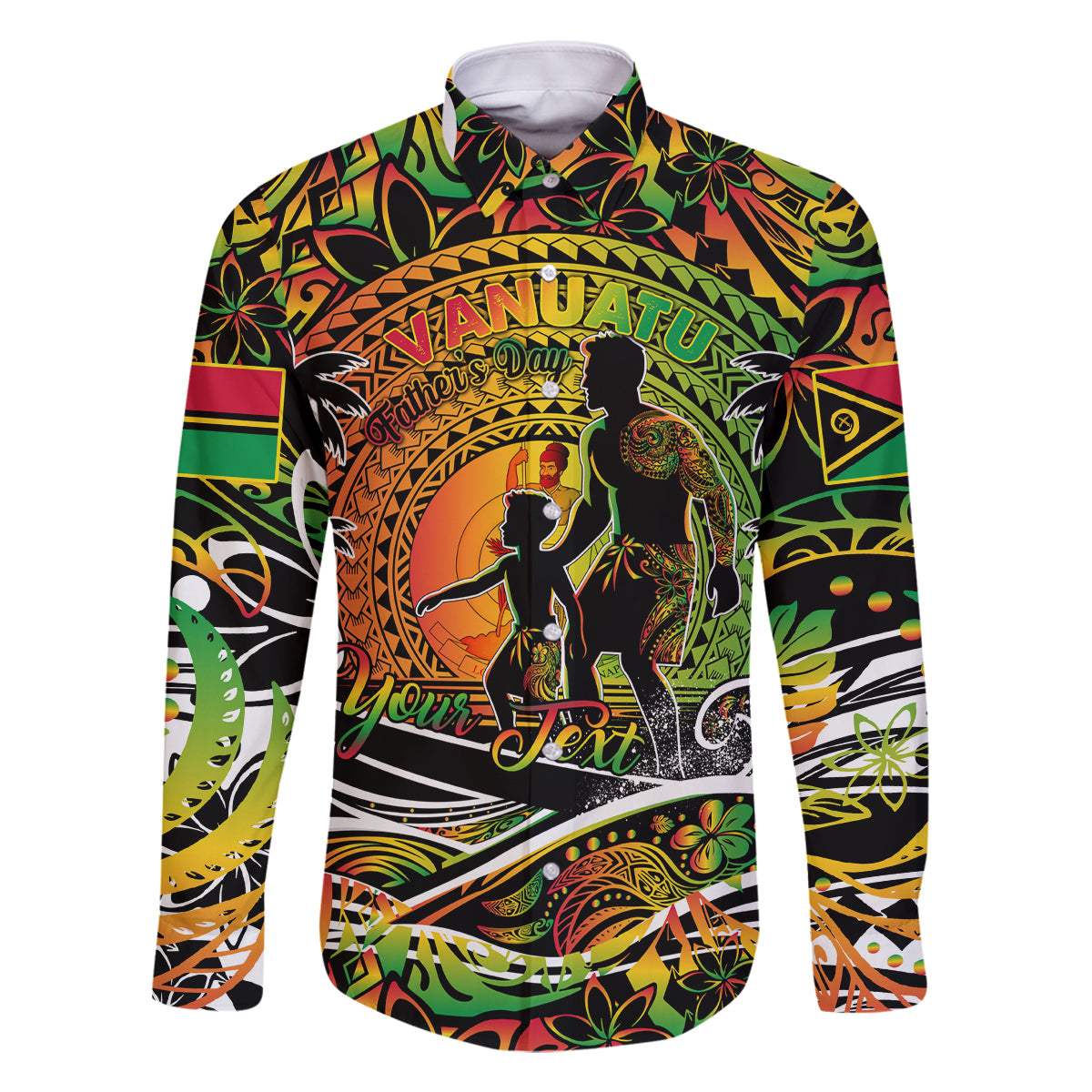 Father's Day Vanuatu Family Matching Mermaid Dress and Hawaiian Shirt Special Dad Polynesia Paradise