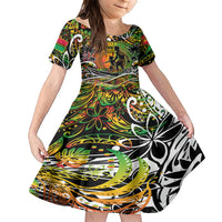 Father's Day Vanuatu Family Matching Short Sleeve Bodycon Dress and Hawaiian Shirt Special Dad Polynesia Paradise DT02 Daughter's Dress Art - Polynesian Pride
