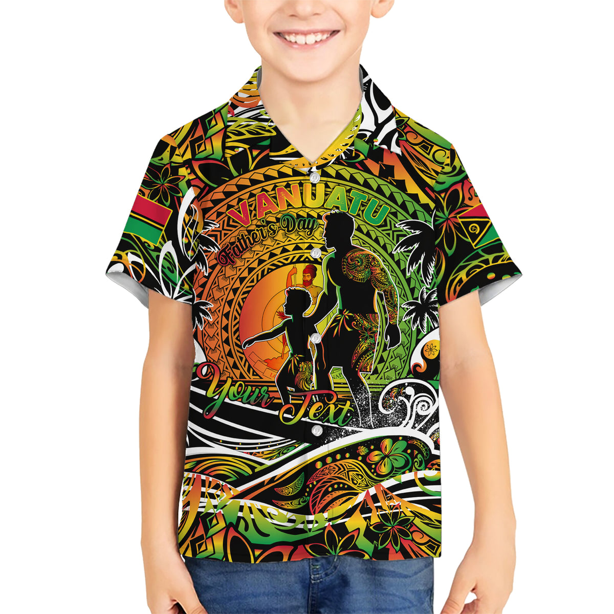 Father's Day Vanuatu Family Matching Short Sleeve Bodycon Dress and Hawaiian Shirt Special Dad Polynesia Paradise DT02 Son's Shirt Art - Polynesian Pride