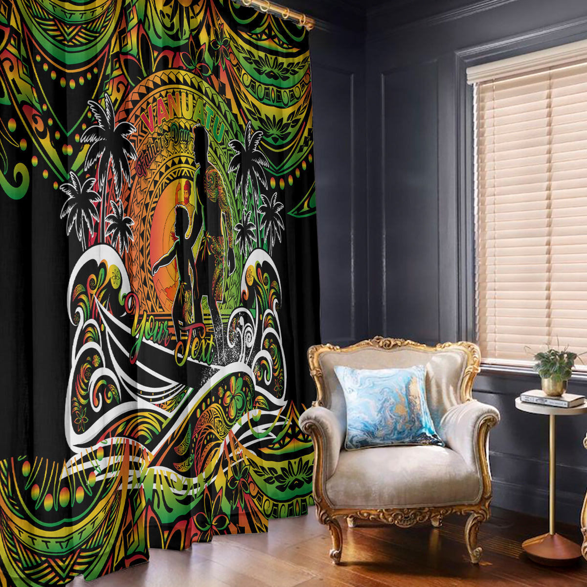 Father's Day Vanuatu Window Curtain Special Dad Polynesia Paradise