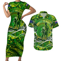 Father's Day Cook Islands Couples Matching Short Sleeve Bodycon Dress and Hawaiian Shirt Special Dad Polynesia Paradise
