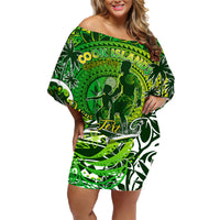 Father's Day Cook Islands Family Matching Off Shoulder Short Dress and Hawaiian Shirt Special Dad Polynesia Paradise