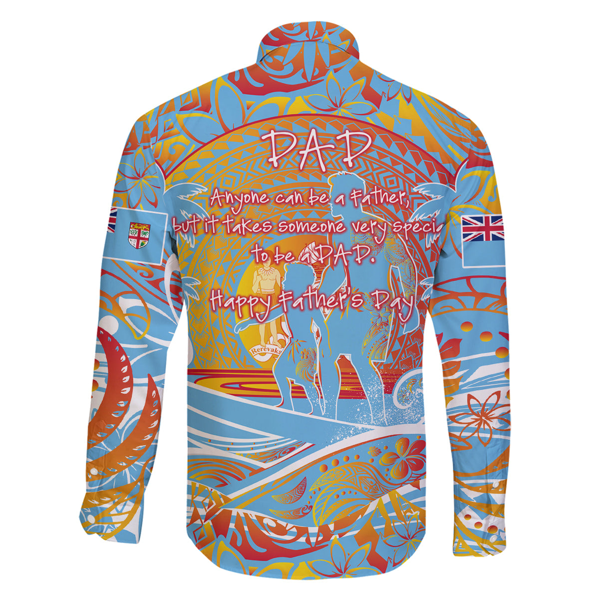 Father's Day Fiji Family Matching Off The Shoulder Long Sleeve Dress and Hawaiian Shirt Special Dad Polynesia Paradise