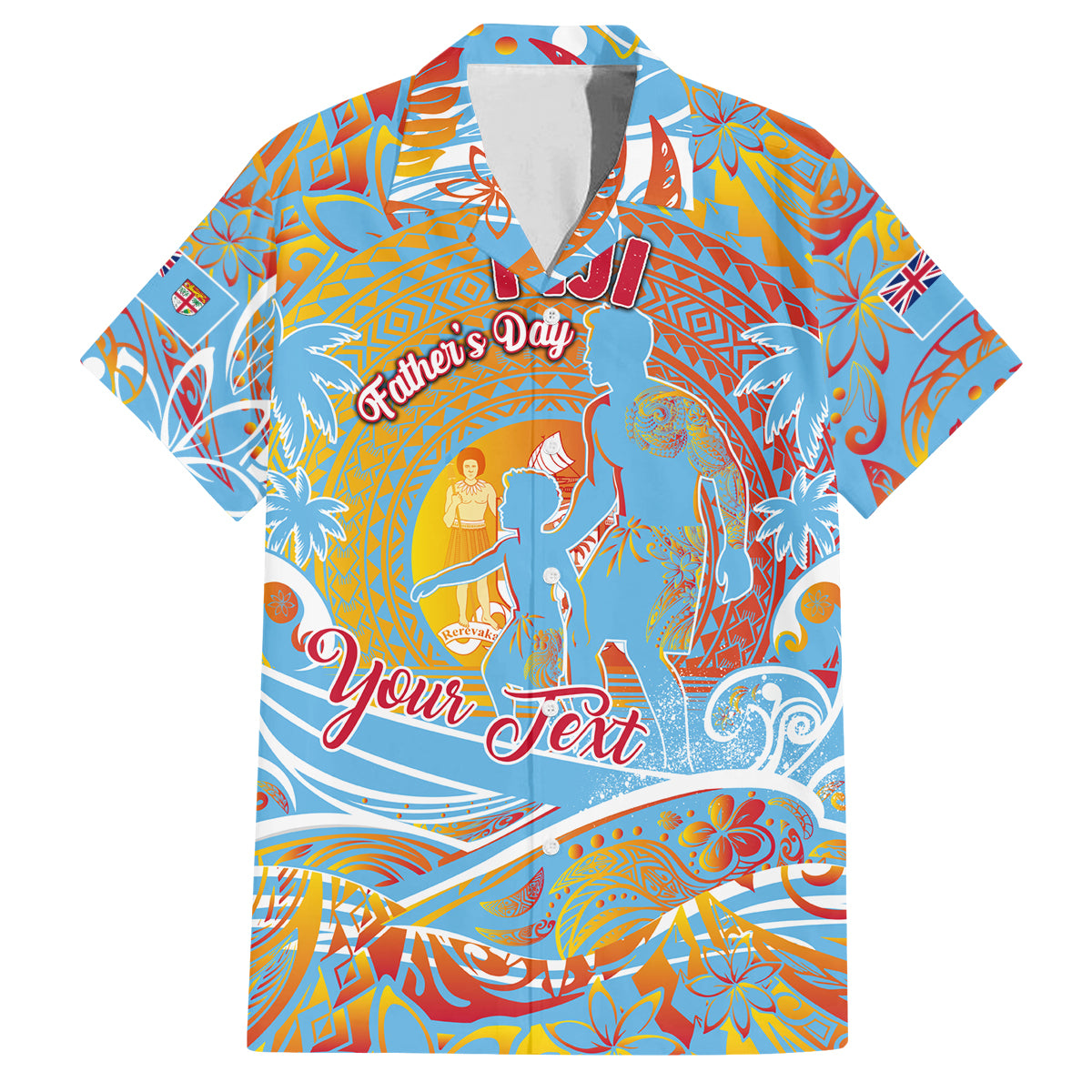 Father's Day Fiji Family Matching Off Shoulder Maxi Dress and Hawaiian Shirt Special Dad Polynesia Paradise DT02 Dad's Shirt - Short Sleeve Red - Polynesian Pride