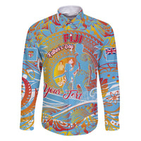 Father's Day Fiji Family Matching Off Shoulder Maxi Dress and Hawaiian Shirt Special Dad Polynesia Paradise DT02 Dad's Shirt - Long Sleeve Red - Polynesian Pride