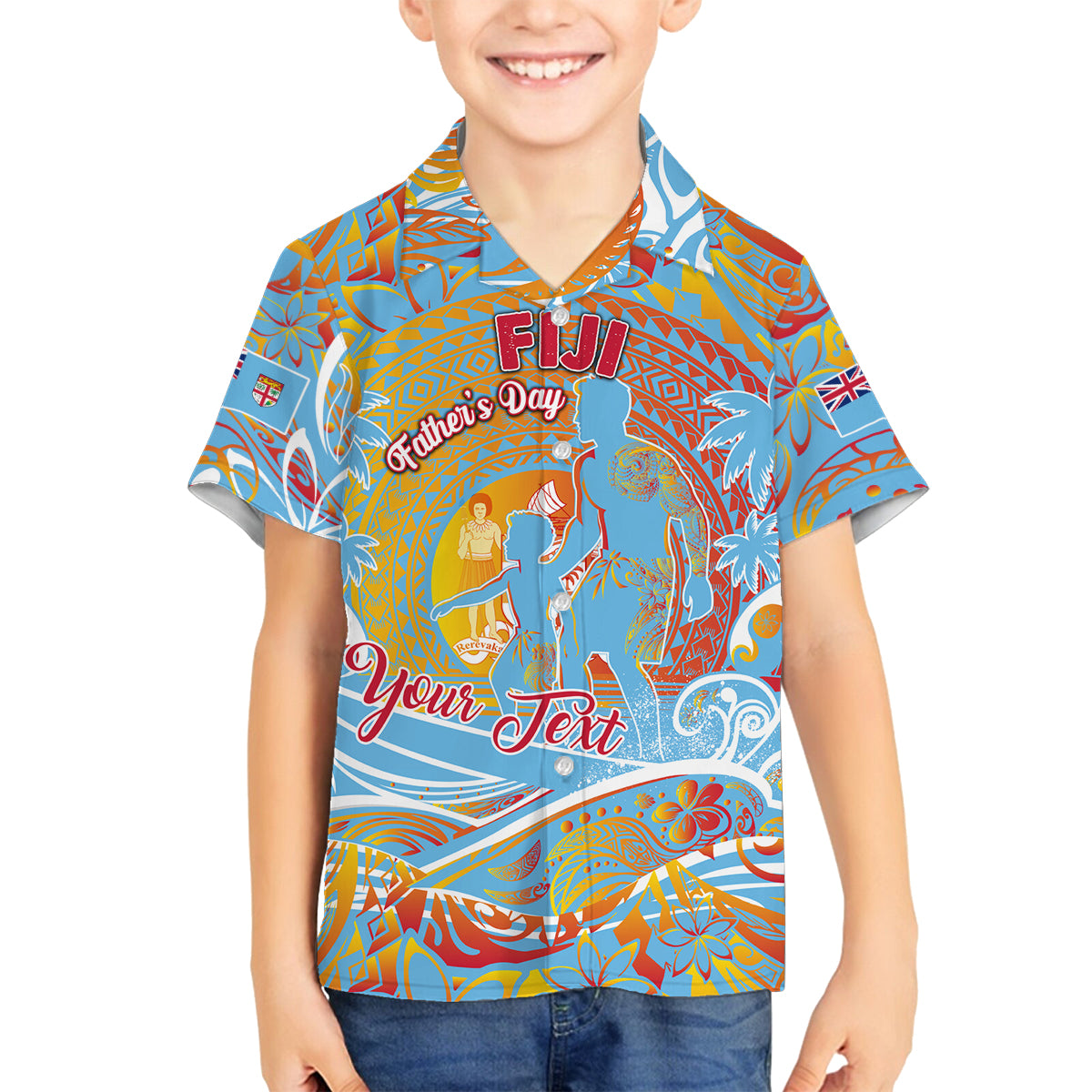 Father's Day Fiji Family Matching Off Shoulder Maxi Dress and Hawaiian Shirt Special Dad Polynesia Paradise DT02 Son's Shirt Red - Polynesian Pride