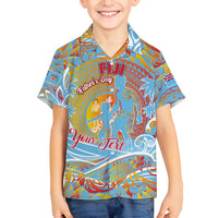 Father's Day Fiji Family Matching Off Shoulder Maxi Dress and Hawaiian Shirt Special Dad Polynesia Paradise DT02 Son's Shirt Red - Polynesian Pride