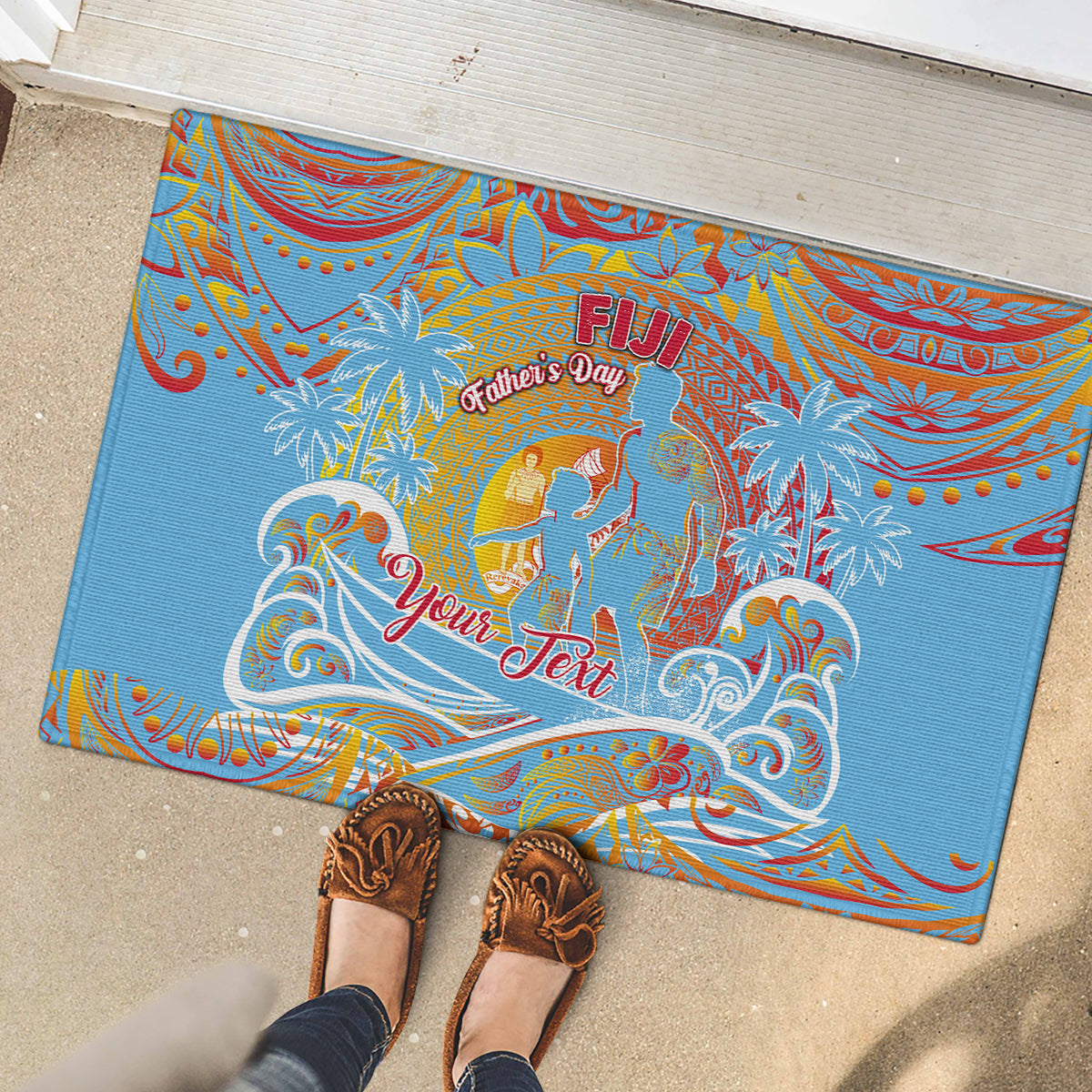 Father's Day Fiji Rubber Doormat Special Dad Polynesia Paradise