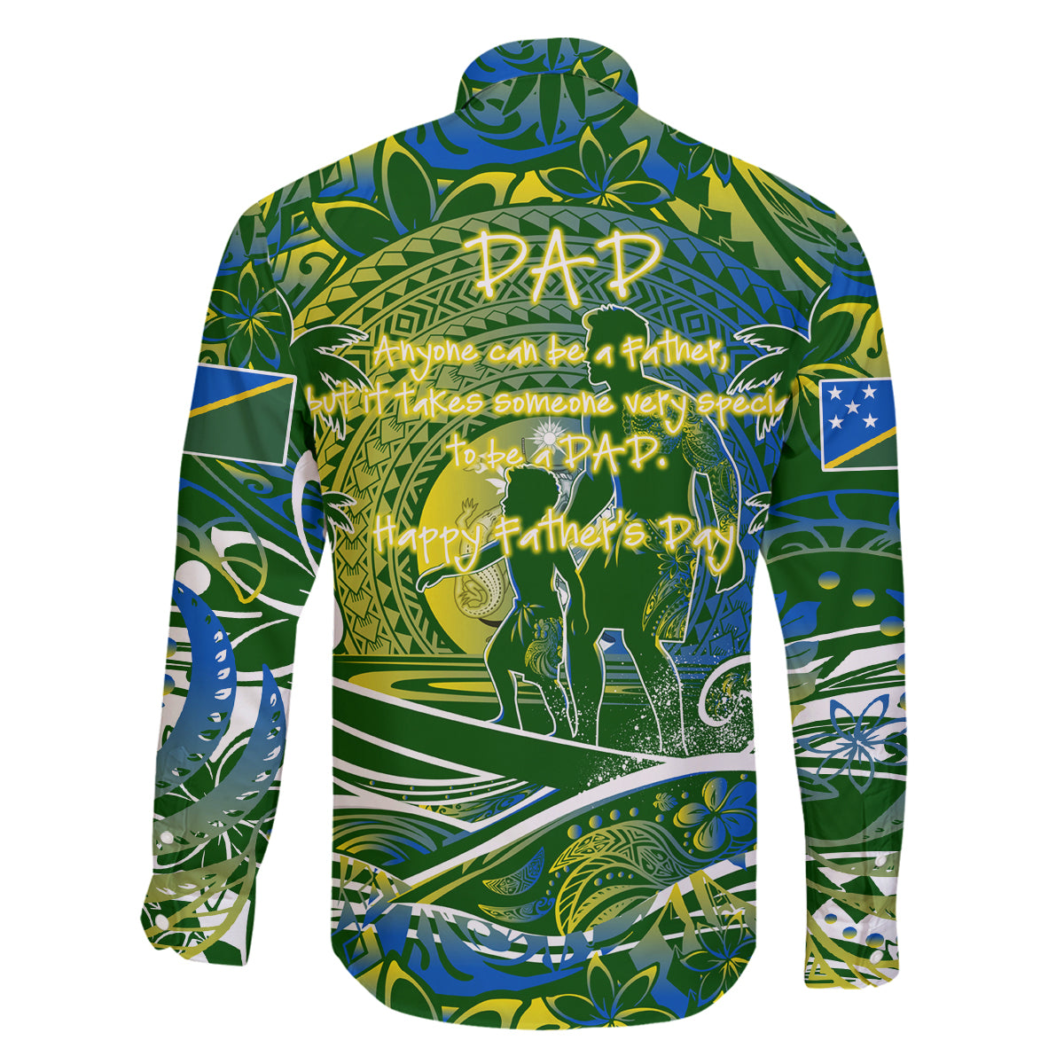 Father's Day Solomon Islands Family Matching Off Shoulder Short Dress and Hawaiian Shirt Special Dad Polynesia Paradise