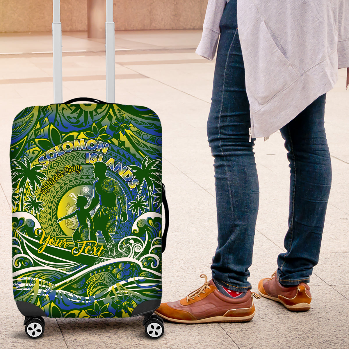 Father's Day Solomon Islands Luggage Cover Special Dad Polynesia Paradise DT02 Green - Polynesian Pride