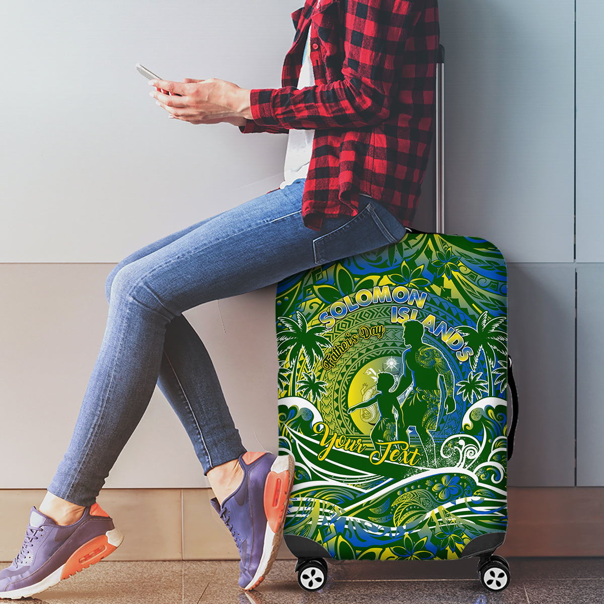 Father's Day Solomon Islands Luggage Cover Special Dad Polynesia Paradise DT02 - Polynesian Pride