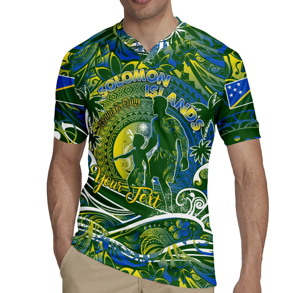 Father's Day Solomon Islands Rugby Jersey Special Dad Polynesia Paradise