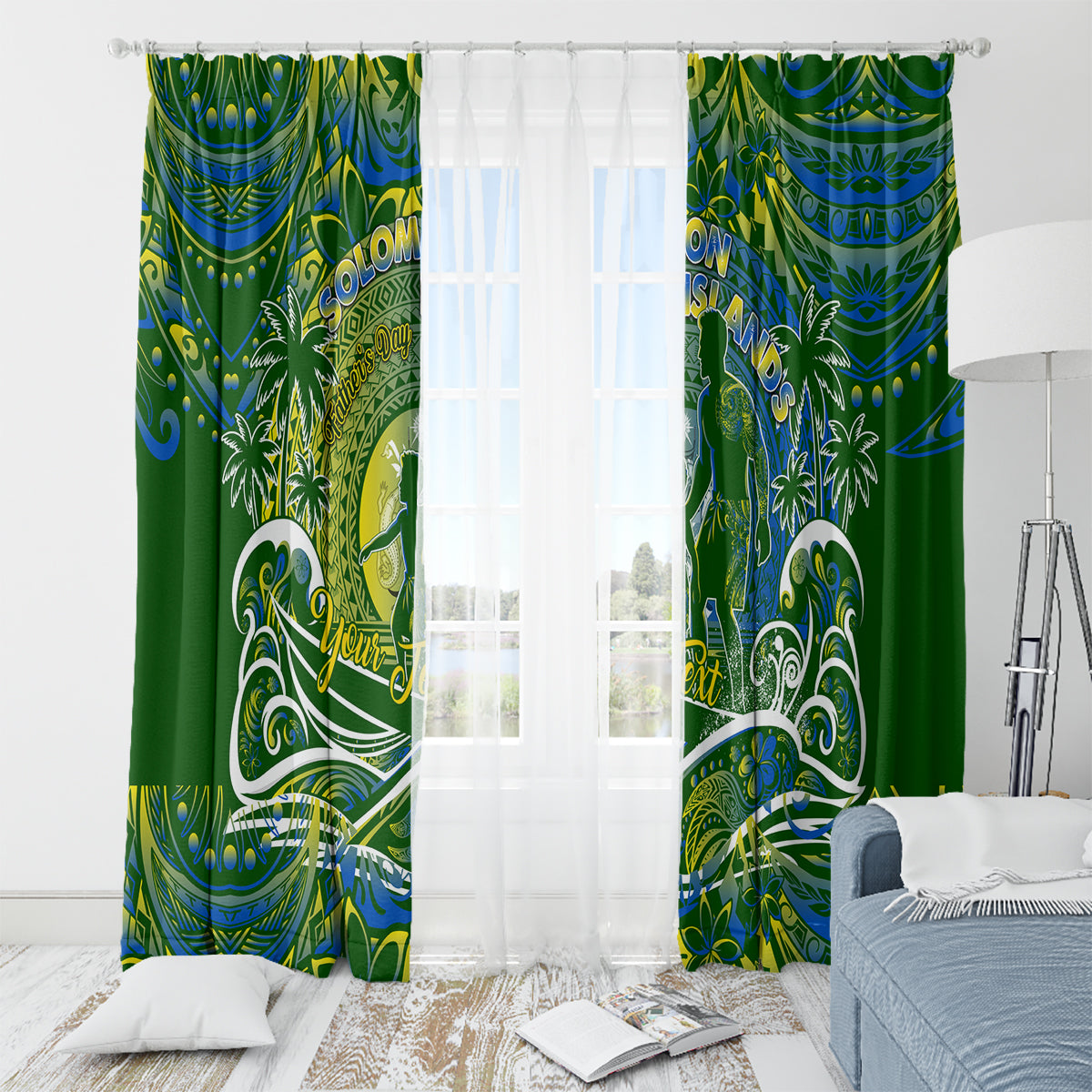 Father's Day Solomon Islands Window Curtain Special Dad Polynesia Paradise