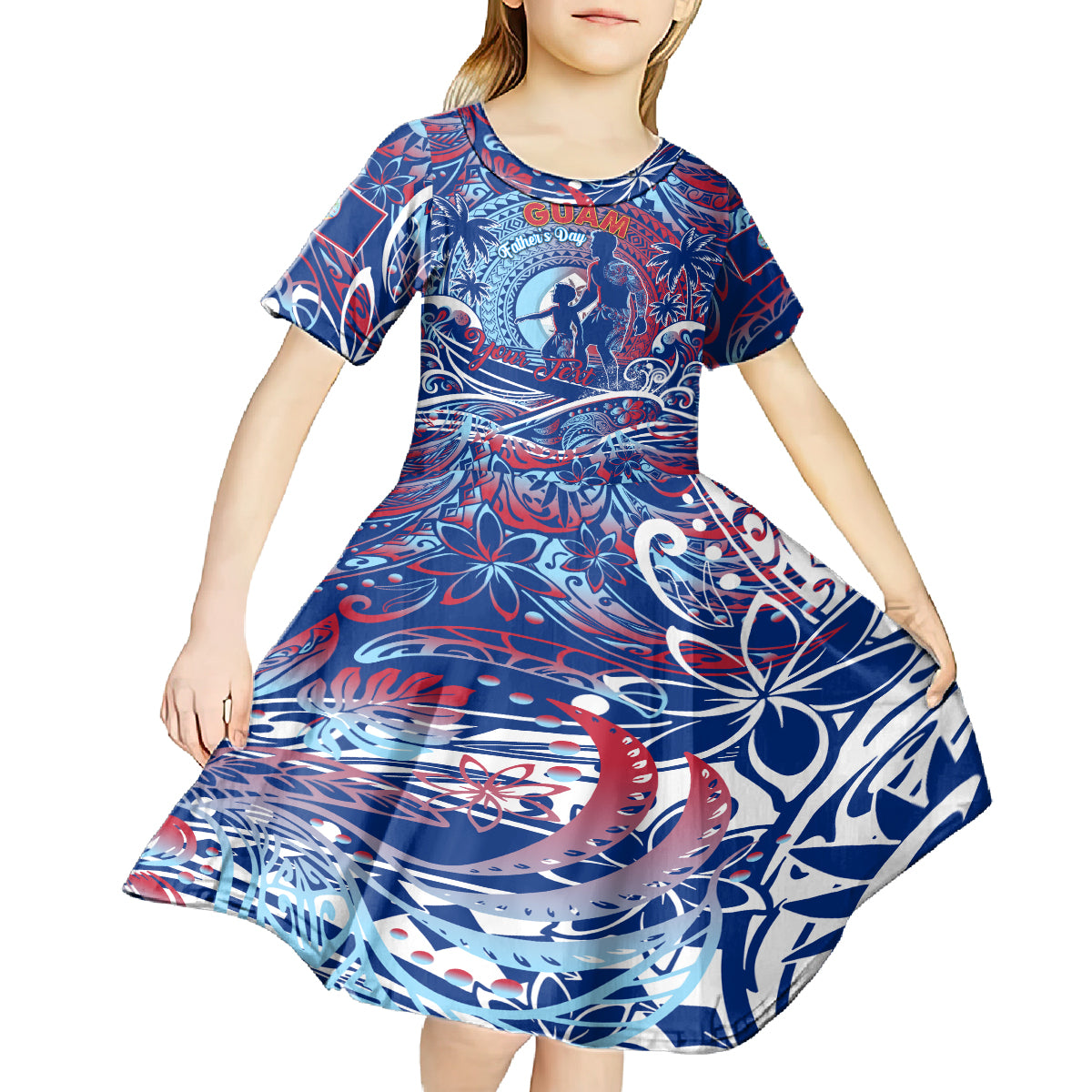 Father's Day Guam Kid Short Sleeve Dress Special Dad Polynesia Paradise